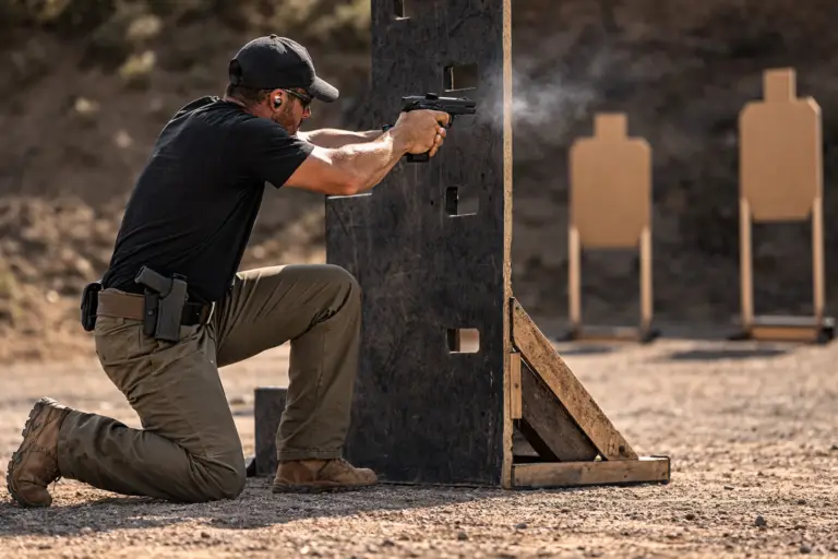 kneeling shooter at outdoor range